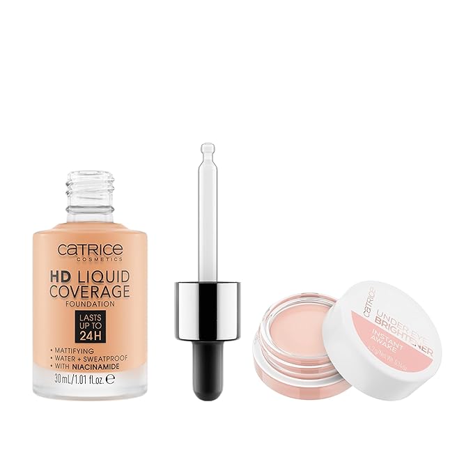 Catrice | HD Liquid Coverage Foundation 38 & Under Eye Brightener 10 Light Rose | Full Coverage Makeup | Vegan & Cruelty Free