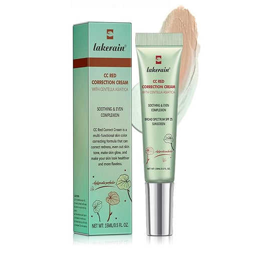CC Cream, Color Correcting Cream with SPF 25, Even Skin Tone Makeup and Skin Care, Hydrating Serum Coverage Lightweight Foundation, Invisible Pores Concealer (Green, 0)