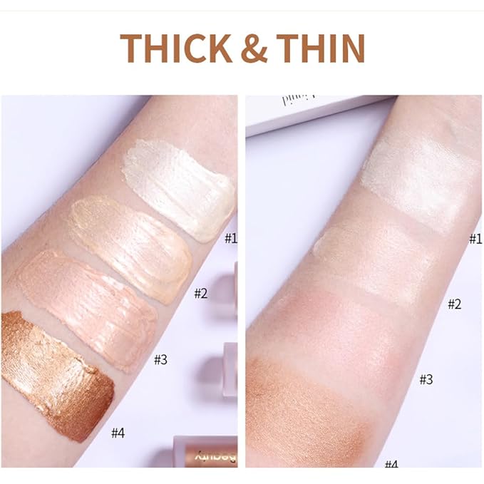 Mysense Liquid Highlighter Makeup, Natural Glow Face Highlighter Stick, Silky Smooth Light Liquid Luminizer, Long Lasting Shimmering Face Illuminator Make up, #04 Candlelight