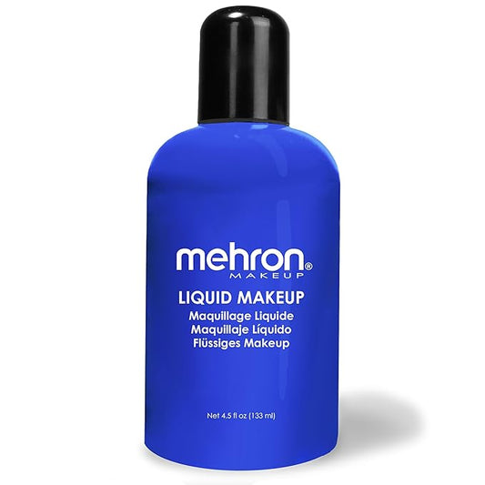 Mehron Makeup Liquid Makeup | Face Paint and Body Paint Perfect for Halloween, Cosplay I Air Brush Compatible 4.5 oz (133 ml) (GLOW BLUE)
