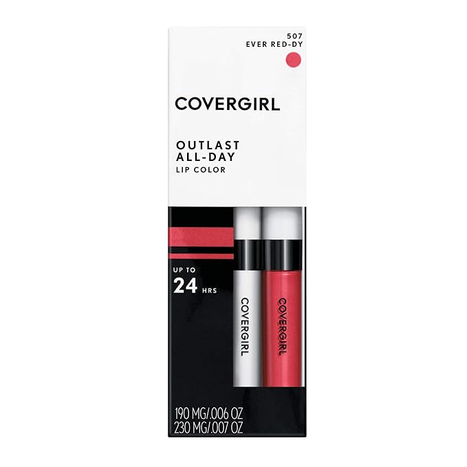 COVERGIRL Outlast All-Day Lip Color with Topcoat, Ever Red-Dy, Pack of 1