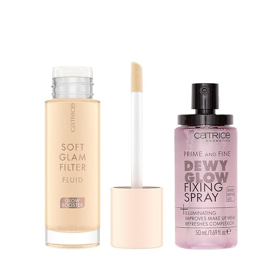 Catrice | Prime & Fine Illuminating Dewy Glow Spray & Soft Glam Filter Fluid 002 Bundle | Full Coverage Makeup | Vegan & Cruelty Free