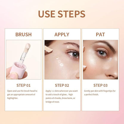 Liquid Highlighter Contour Stick - Lightweight Glotion, Waterproof Luminous Lotion, Silky Smooth Glitter Makeup Stick, Multi-Use Body Shimmer (#3 Rose Gold)