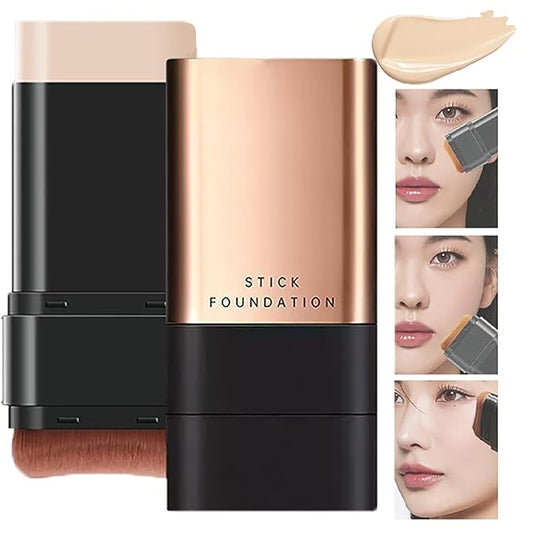 2 In 1- Luxury Anti-Wrinkle Foundation Stick, Korea Flawless Eraser Foundation Stick With Brush, Double Head Foundation Make-Up Stick, Multi-use Foundation Stick Makeup (Brilliant White-01)