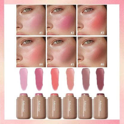 Cream Blush stick, Natural-Looking Matte Finish Makeup Blush stick, Hydrating Long Lasting Lightweight Blendable Blush for cheeks (#3 Bright Coral, 1 PC)
