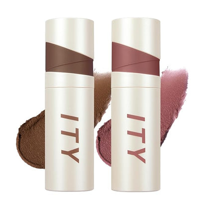 ITY Velvet Matte Finish Lip Stain-Mousse Textured Lip Clay, Red Shade, Conceals Lip Lines, Rich Pigment Lip Tint Lipsticks, 0.14 oz (4g) in Earthy, Berrylicious.