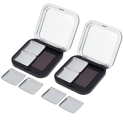 NICENEEDED 2 PCS Blush Pallet Makeup, Empty Eyeshadow Palette, DIY Lipstick Lip Balm Blusher Containers Refillable Makeup Storage Case Box with Mirror Magnetic Pallet for Makeup