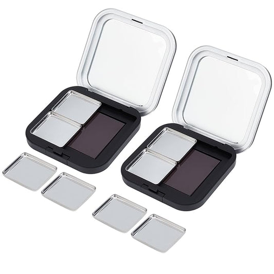 NICENEEDED 2 PCS Blush Pallet Makeup, Empty Eyeshadow Palette, DIY Lipstick Lip Balm Blusher Containers Refillable Makeup Storage Case Box with Mirror Magnetic Pallet for Makeup