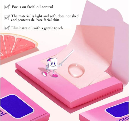 Oil Blotting Sheets for Face,Face Oil Absorbing Oil Blotting Paper for Oily Skin, Portable Oil Wipes Pink& Makeup-Friendly (50 Sheets)