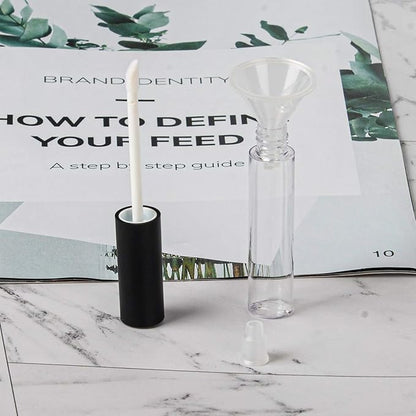 GTHER 10ML Lip Gloss Tubes Empty, Empty Lip Gloss Containers, Clear Refillable Lip Balm Bottles with Rubber Inserts and Funnel for Lip Samples Set of 10 (Matte Black + Transparent)