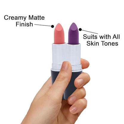 Matte Bullet Long Wear Lipstick - Vegan and Cruelty-Free - Smudge and Waterproof Matte Lipstick with Moisturizing Formula - All Day Comfort - (Rose Petal #12)