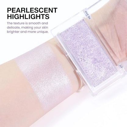 Pearl Purple Shimmer Glitter Contour Powder Makeup Face Illuminator (Shiny Silver) (04#, rectangle)