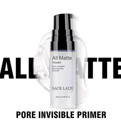 Matte Pore Face Primer 3pcs & Shimmer Highlighter Makeup Glow Illuminator 3pcs, Ultra-smooth Soft Lightweight Pore Minimizer and Liquid Highlighter Face Cosmetic Set