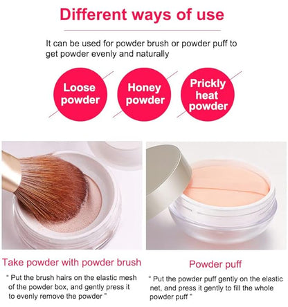 AKOAK Capacity 20 ml(0.67 oz) Empty Reusable Plastic Loose Powder Compact Container DIY Makeup Powder Case with Powder Puff and Elasticated Net Sifter Green