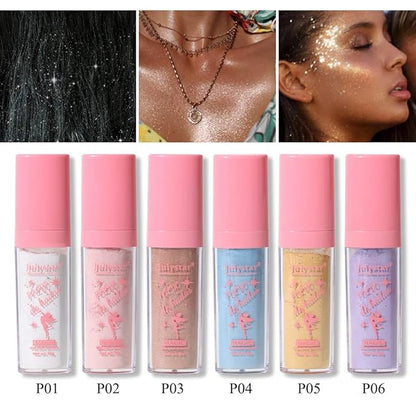 GL-Turelifes Polvo De Hadas Hightlighter Powder Stick Puff Fairy Bomb Stick Glitter Loose Powder Highlight Shimming Contouring for Eyes, Face, Body Brighten Makeup(P02 Nude Pink)