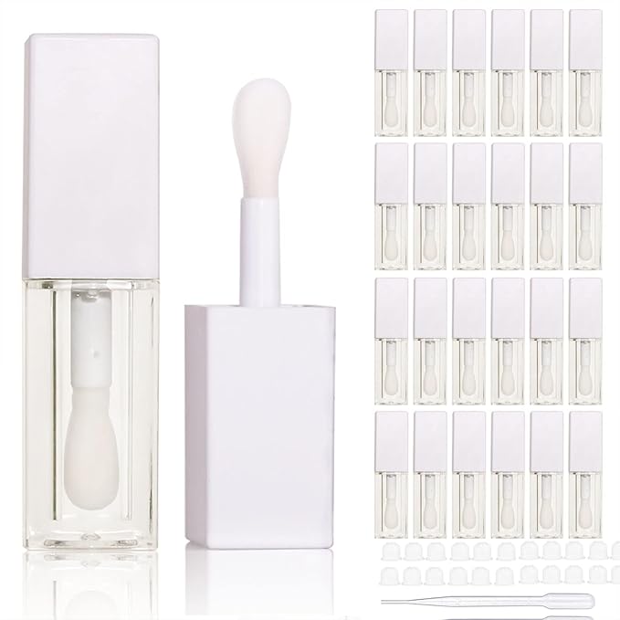 24pcs 5ml Empty white square lipgloss tubes bulk wholesale with big wand lipgloss containers…