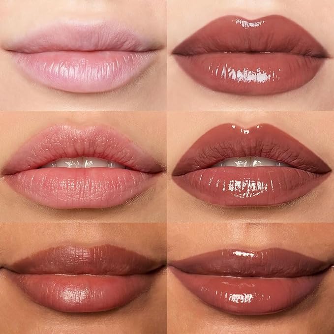 Hydrating Glow Lip Gloss Oil, Tinted Lip Plumper Lip Glosses Oil, Younger-Looking Lips Chocolate Scent, Non-Sticky Creamy Texture for Dry Lips, Brillo labial en aceite hidratante con brillo 05#