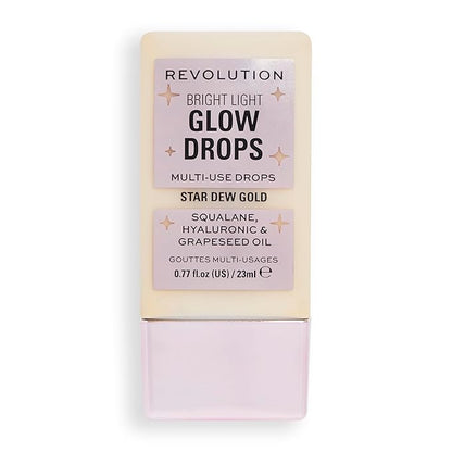 Revolution, Bright Light Glow Highlighter Drops, Liquid Highlighter for Face, Infused with Hyaluronic Acid, Vegan & Cruelty-Free, Star Dew, 0.77 fl oz