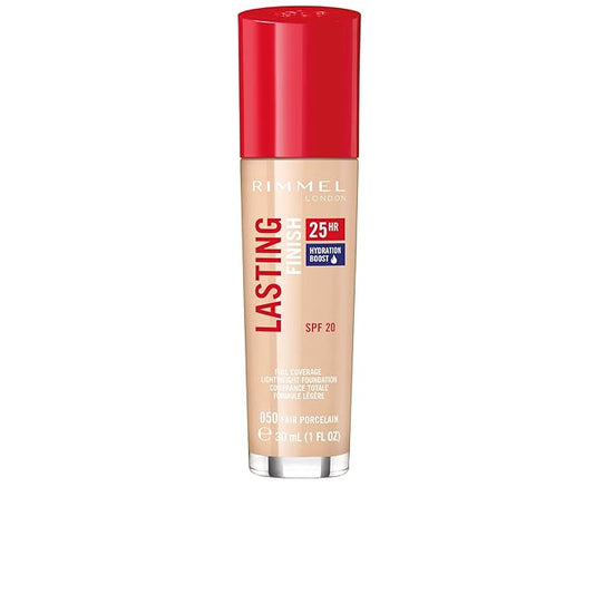 Rimmel London Lasting Finish 25HR - 50 Fair Porcelain - Foundation, 25-Hour Wear, Full Coverage, Waterproof, 1oz