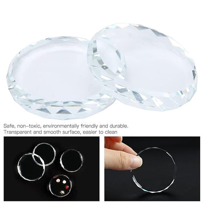 2Pcs Nail Art Palettes, Manicures DIY Color Mixing Toning Glass False Eyelash Glue Hold Tools Beauty Makeup Glass Pallet