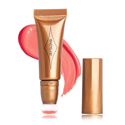 Blush Wand Liquid Cream Blush Liquid Face Blush Stick With Cushion Applicator Face Makeup Natural Blush Long Lasting Contour Stick Makeup Liquid Rare Beauty Blush Stick(#02 Peach Pink Blush)