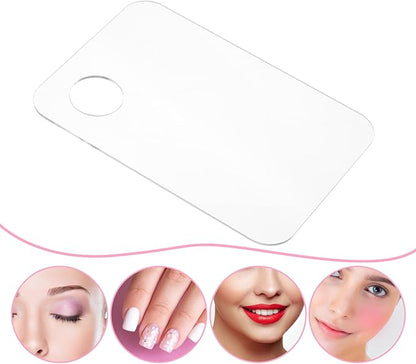 4Pcs Acrylic Makeup Palette, Makeup Mixing Tray Palette with Spatula, Cosmetic Foundation Palette Nail Art Palette for Beauty Salon Color Cream Liquid Foundation Mixing Palette(Square)