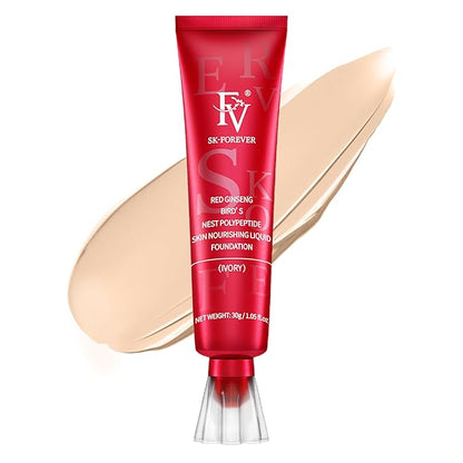 FV Waterproof Foundation, Medium Coverage, Oil-free & Long Lasting, Lightweight, Matte Foundation for Oily/Normal Skin, Transfer Proof Liquid Foundation Makeup, 30g, Ivory