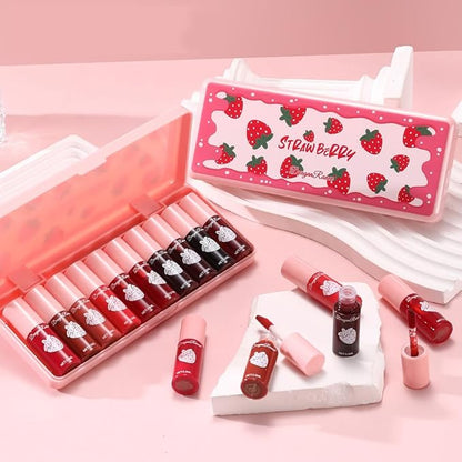 MYUANGO 10 Colors Lip Tint, Color Tinted Lip Stain, Moisturizing Lip Balm Liquid Lipstick Makeup Hydrating Long Lasting Lip Gloss (Strawberry)