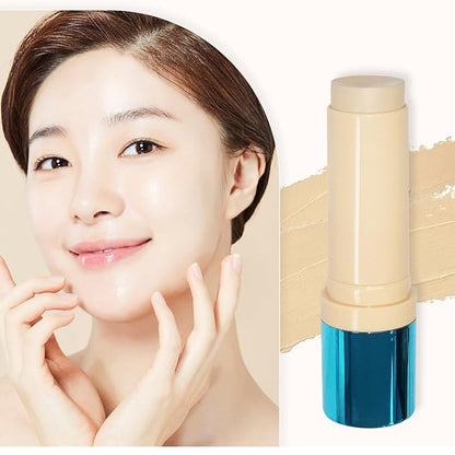 ENOUGH Collagen 3X Moisture Stick Foundation with Brush, Full Coverage Tinted Sunscreen for Face, Long-Lasting Korean Makeup, Perfect Тinted Мoisturizer with SPF 50+ (#21N Clear Beige, 0.49 oz / 14g)