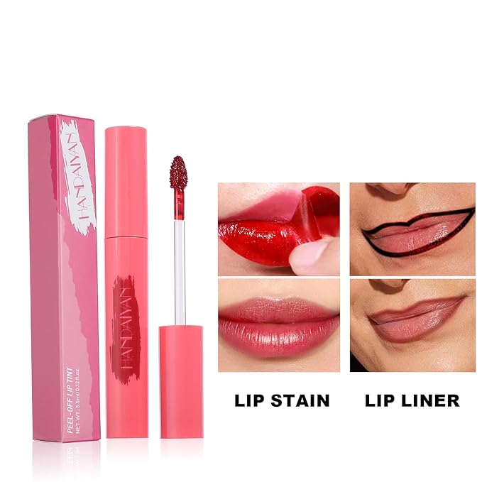 3 Colors Peel Off Matte Lip Liner Stain, Long Lasting Natural Peel Off Tattoo Lip Stain, Waterproof Non-Stick Cup Lip Tint Peel Off Lip Gloss, Lip Makeup Mother's Day Gifts for Women-01#02#03#