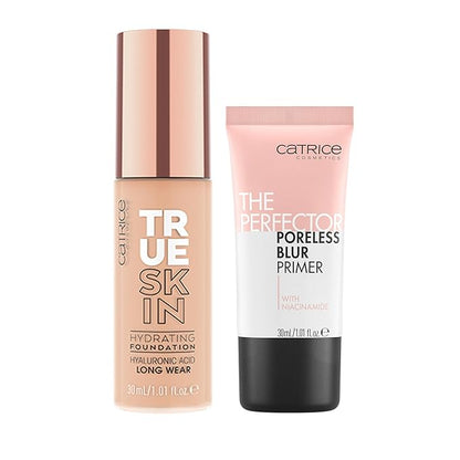 Catrice | True Skin Foundation 18 & The Perfector Poreless Blur Primer Bundle | Full Coverage Makeup | Vegan & Cruelty Free