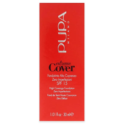 PUPA Milano Extreme Cover Foundation SPF 15 - High Coverage - Corrects Skin Spots And Dyschromia - Highly-Pigmented Texture - Floral -Fragrance - 010 Alabaster - 1.01 Oz, (PUP091002)