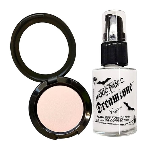 MANIC PANIC Coffin Dust Translucent Setting Powder Bundle with White Liquid Foundation