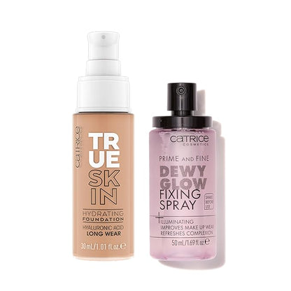 Catrice | True Skin Foundation 46 & Prime & Fine Dewy Glow Spray Bundle | Full Coverage Makeup | Vegan & Cruelty Free