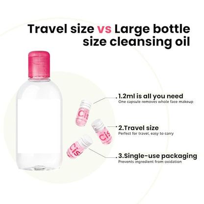 Cistto Natural Cleansing Oil Lightweight Balancing Makeup Remover with Jojoba & Rose Oil, Non-Comedogenic, Travel-Friendly 2ml x 40 Capsules for Oily Skin