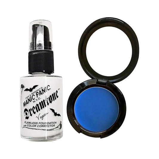 MANIC PANIC Dreamtone White Liquid Foundation Bundle with Blue Moon Face & Body Paint Makeup