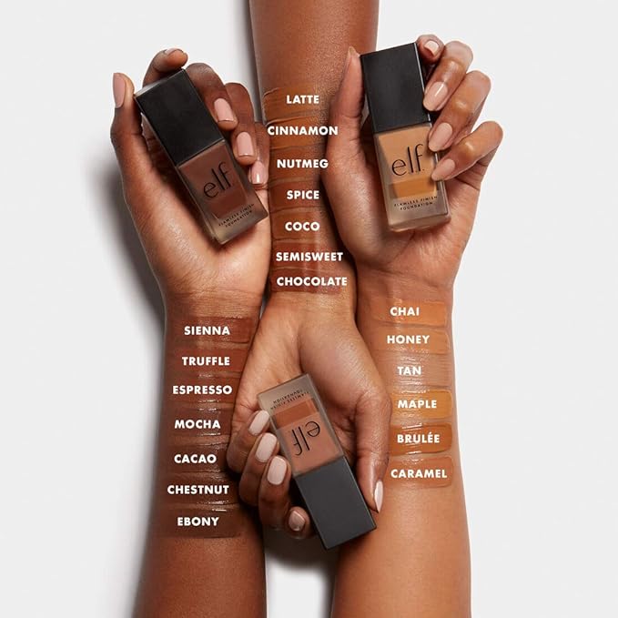 e.l.f. Flawless Finish Foundation, Lightweight & Medium Coverage, Semi-Matte Finish, Chocolate, 0.68 Fl Oz (20mL) (Pack of 5)