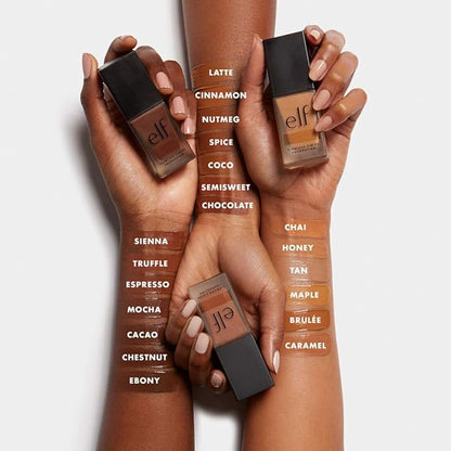 e.l.f. Flawless Finish Foundation, Lightweight & Medium Coverage, Semi-Matte Finish, Chocolate, 0.68 Fl Oz (20mL) (Pack of 5)