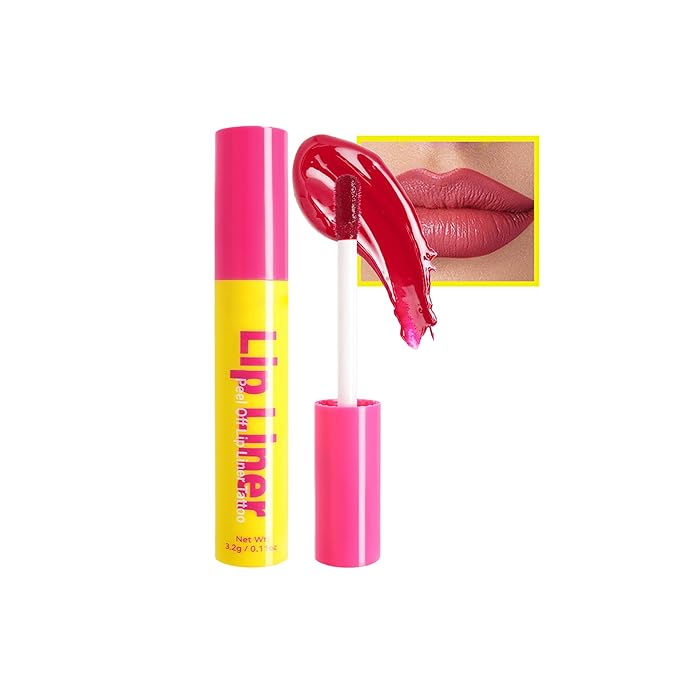 Peel-Off Lip Tint, Moisturizing Highly Pigmented Peel-Off Lip Makeup 24H Color Hold, Waterproof & Smudge-Proof Lip Gloss Long-Lasting Lip Stain for Women, 02#Rose