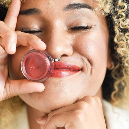 Ere Perez - Natural Carrot Color Pot | For Lips + Cheeks | Buildable, Blendable, Creamy, Vibrant, Satin Finish | Cacao Butter, Avocado + Castor Seed Oil | Vegan, Cruelty-Free, Clean Beauty (Happy)