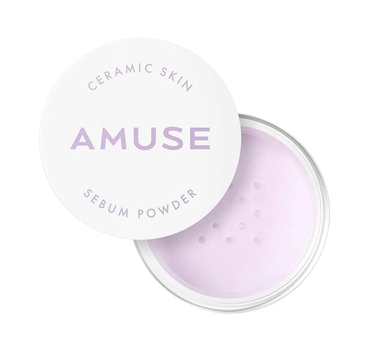 AMUSE SEOUL NEW Ceramic Skin Sebam Powder 2 Colors (Clear/Violet)】 Amuse Nosebum Pores & Sebum Cover Texture Cover Smooth Skin Adhesion Base Makeup Finish Powder Korean Cosmetics Vegan Wonyon
