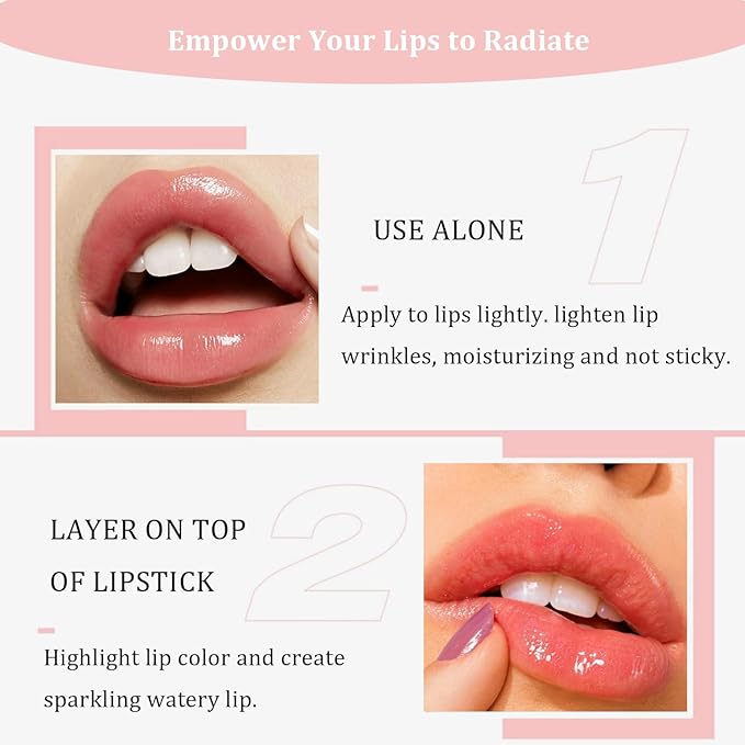 Lip Oil Pack- 5 Colors Tinted Lip Glow Oil Set Plumping Lip Oil Hydrating Transparent Moisturizing Lip Gloss Kit Gift for Girl Women Lip Makeup Care