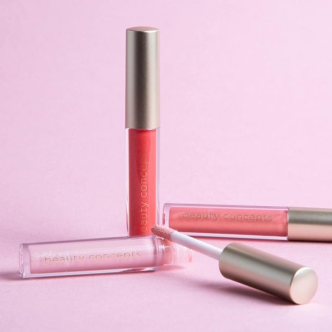Beauty Concepts Lip Gloss Collection – Shimmering, Glossy Lip Makeup Set for a Radiant Finish, Pink and Red Collection