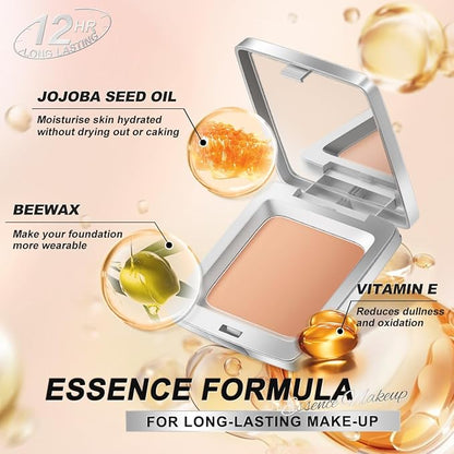 SACE LADY Ultra Cover Powder Foundation Makeup, Lasting Waterproof Full Coverage Foundation Cream With Mirror for Face Make Up 0.30Oz (Nude Beige, 0.30Oz)