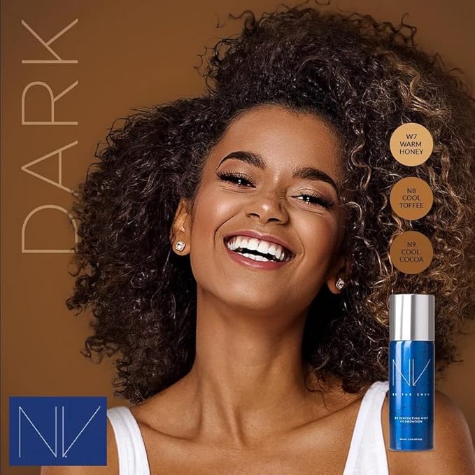 NV BB Perfecting Mist Foundation Buildable Coverage Professional Airbrush Makeup with Plant-based Stem Cell Polypeptides, Vitamins A, D, E and Aloe, 1.5 ounces, Warm Honey