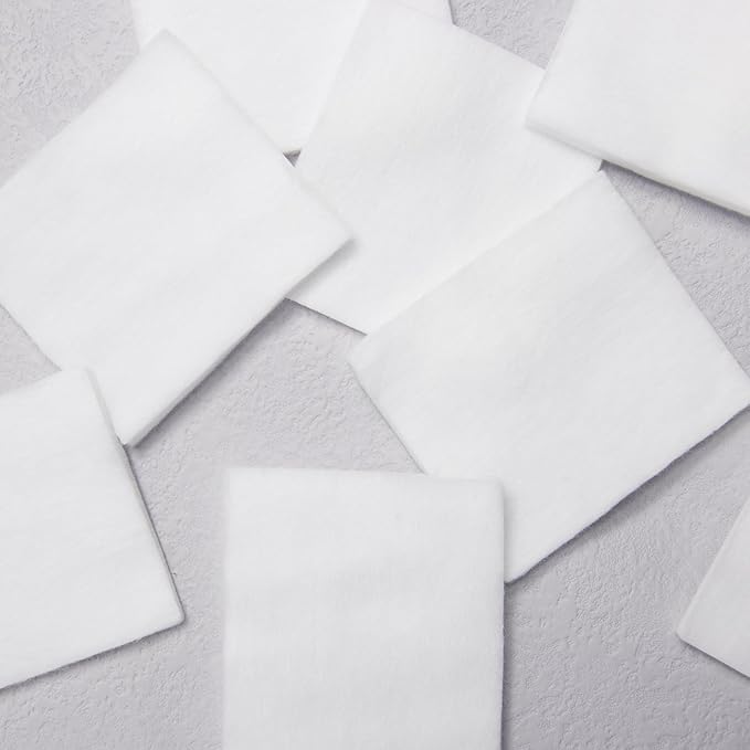 100% Cotton Squares for Face, 165 Count, Lint-Free, Ideal for Sensitive Skin, Cleansing and Makeup Removal