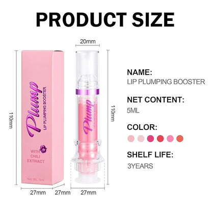 6 Colors Lip Plumper, Hydrating & Smooth Lip Wrinkles, Enhancing Plump Effect for Fuller Lips High Shine Lip Glaze Long Lasting Nourishing Lip Plumper for Women Girls (# 01)