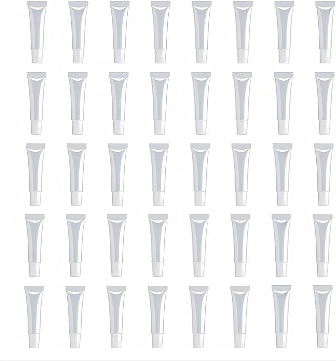 40Packs 15ML Empty Lip Gloss Tubes Clear Squeeze Lip Gloss Containers Refillable Soft Tubes Cosmetic Lip Containers for DIY Lip Gloss Balm & Travel Toiletries