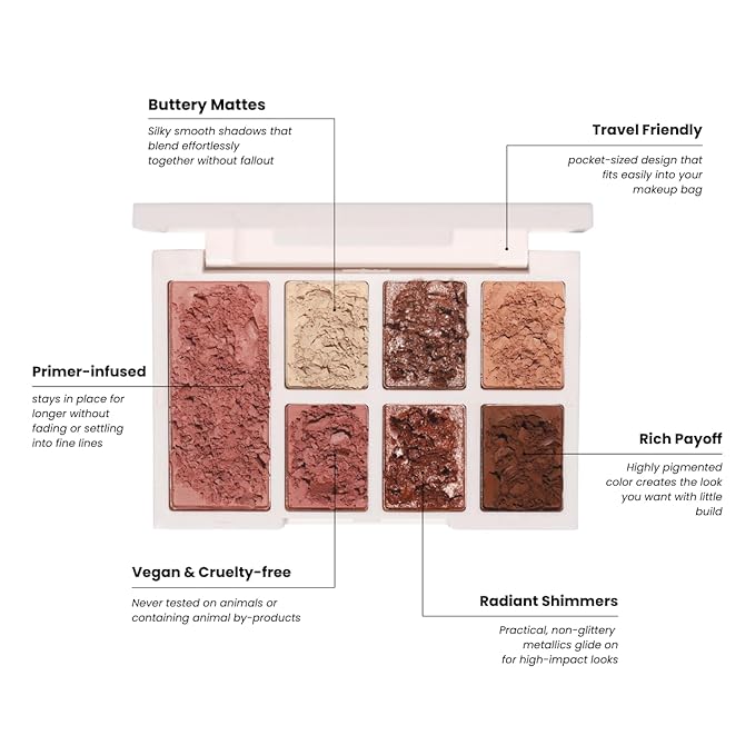 Half Caked Duality I Eye and Cheek Palette - 6 Buttery Soft Neutral Mattes and Shimmer Eyeshadows and 1 Primer-Infused Pressed Powder Blush, 8.2g