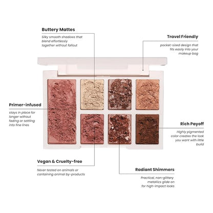 Half Caked Duality I Eye and Cheek Palette - 6 Buttery Soft Neutral Mattes and Shimmer Eyeshadows and 1 Primer-Infused Pressed Powder Blush, 8.2g